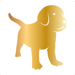 Kistestű kutya autó matrica arany #224