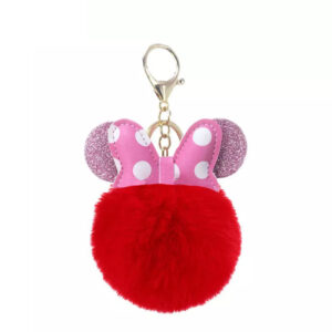 Minnie egér alakú pompom kulcstartó piros