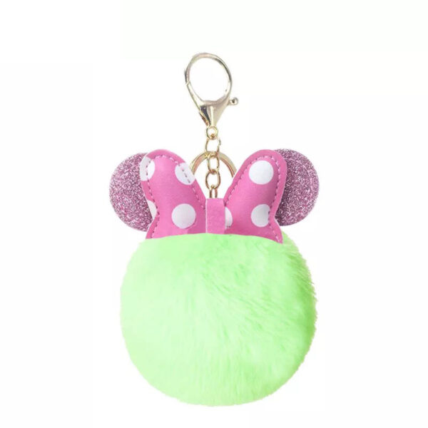 Minnie egér alakú pompom kulcstartó zöld